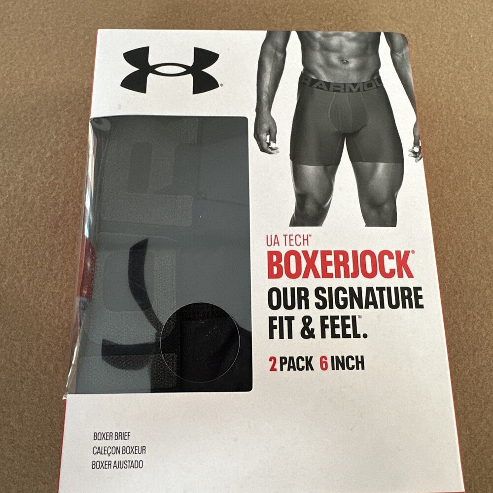 Under Armour Men's Tech 6-inch Boxerjock (2 Pack) 4XL Blacks